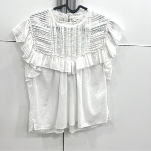 Veronica Beard Tamsyn Off White High Neck Ruffled Blouse Size 10